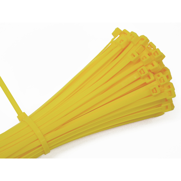 Us Cable Ties Cable Tie, 4 in., 18 lb, Yellow Nylon, 100PK LD4YL100